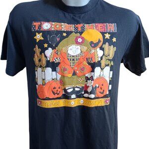 Vintage Medium Halloween T-Shirt Scarecrow & Pumpkins Cottage Grammy